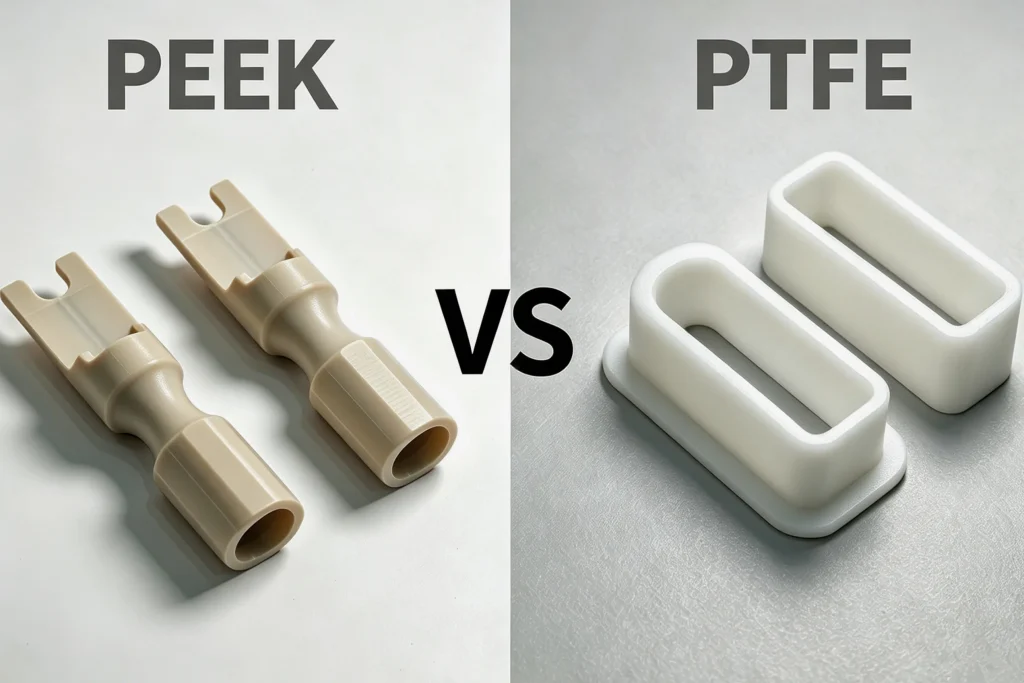 PEEKとPTFEの機械加工部品の比較